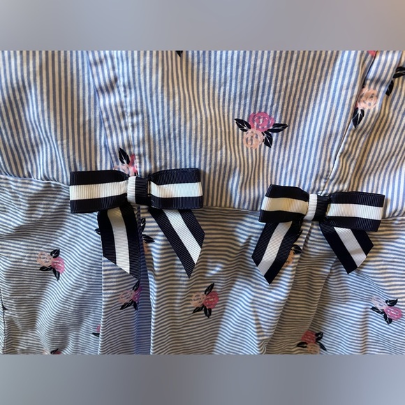 Sweat Heart Rose Girls Dress Blue Striped Floral Bows Size 4 - Picture 3 of 6